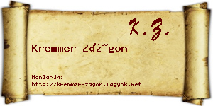 Kremmer Zágon névjegykártya